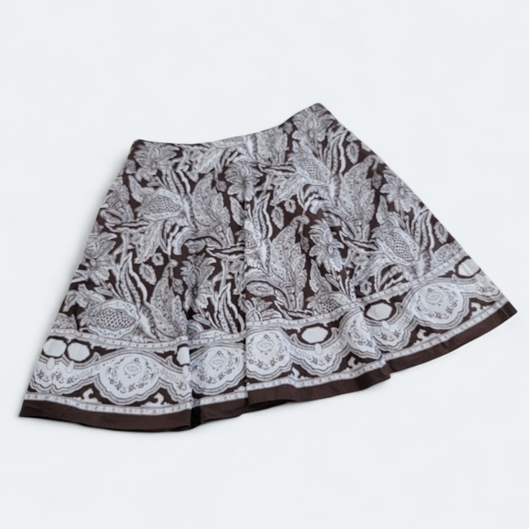 Talbots Brown and White Floral Skirt Size 18 W Cotton Summer - Picture 2 of 13